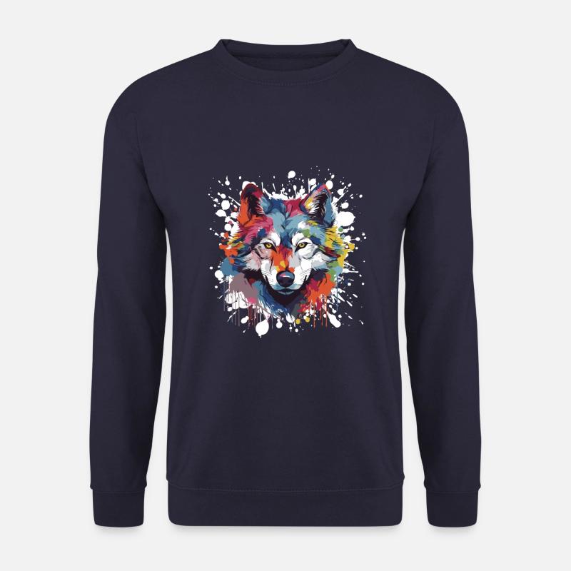 Wolf Pop Art Kopf - Unisex Pullover - Navy