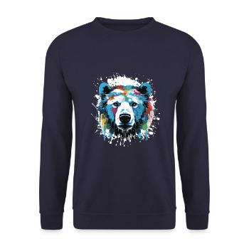 Polar Bear Pop Art Head Polar Bear - Unisex Sweatshirt - navy - Front - Alina (178cm) & Michal (187cm)