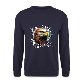 Eagle Pop Art Head - Unisex Sweatshirt - navy - Front - Alina (178cm) & Michal (187cm)