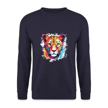 Tête de guépard Pop Art - Sweat-shirt Unisexe - marine - Devant - Alina (178cm) & Michal (187cm)