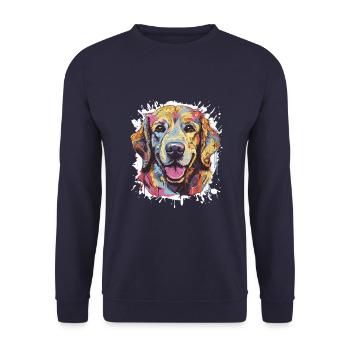 Golden Retriever Dog Pop Art Head - Unisex Sweatshirt - navy - Front - Alina (178cm) & Michal (187cm)