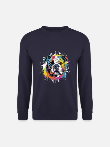 Bulldog Dog Pop Art Head - Unisex Sweatshirt - navy