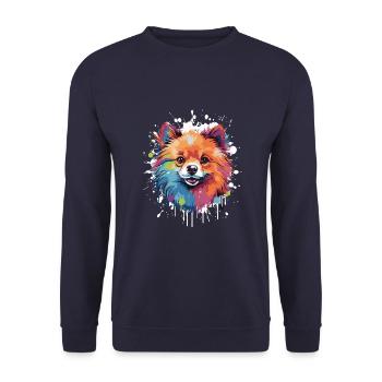 Tête de chien Pop Art poméranien - Sweat-shirt Unisexe - marine - Devant - Alina (178cm) & Michal (187cm)