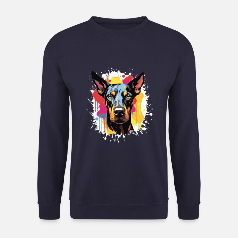 Doberman Dog Pop Art Head - Unisex Sweatshirt - navy