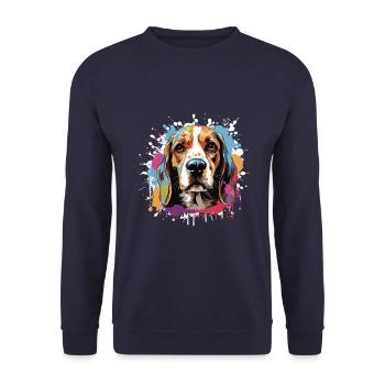 Beagle Dog Pop Art Head - Unisex Sweatshirt - navy - Front - Alina (178cm) & Michal (187cm)
