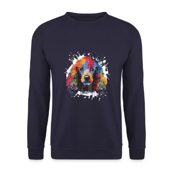 Pudel Hund Pop Art Kopf - Unisex Pullover - Navy - Vorne - Alina (178cm) & Michal (187cm)