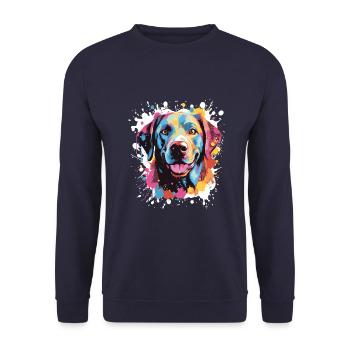 Labrador Dog Pop Art Head - Unisex Sweatshirt - navy - Front - Alina (178cm) & Michal (187cm)
