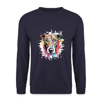 Greyhound Dog Pop Art Head - Unisex Sweatshirt - navy - Front - Alina (178cm) & Michal (187cm)