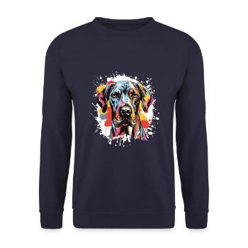 Great Dane Dog Pop Art Head - Unisex Sweatshirt - navy - Front - Alina (178cm) & Michal (187cm)