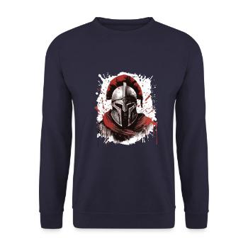 Casque Spartiate Guerrier Tête de Sparte - Sweat-shirt Unisexe - marine - Devant - Alina (178cm) & Michal (187cm)