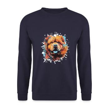 Chow Chow chien Pop Art tête - Sweat-shirt Unisexe - marine - Devant - Alina (178cm) & Michal (187cm)