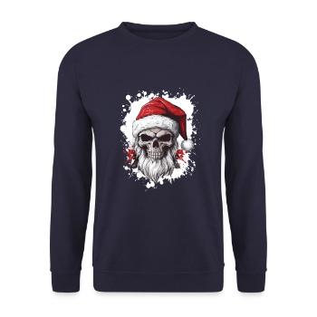 Père Noël tête de mort Pop Art - Sweat-shirt Unisexe - marine - Devant - Alina (178cm) & Michal (187cm)