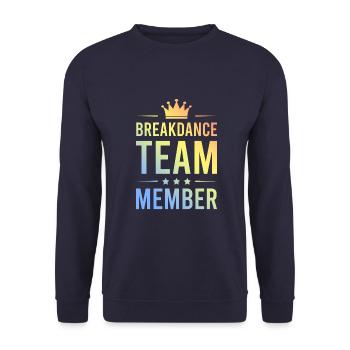 Breakdance Team Bunt - Unisex Pullover - Navy - Vorne - Alina (178cm) & Michal (187cm)