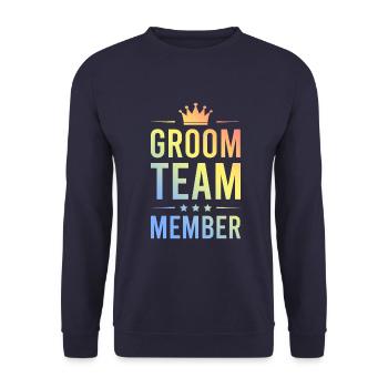 Groom Team Bunt - Unisex Pullover - Navy - Vorne - Alina (178cm) & Michal (187cm)