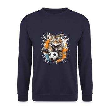 Cat Soccer Sports Team - Unisex Sweatshirt - navy - Front - Alina (178cm) & Michal (187cm)