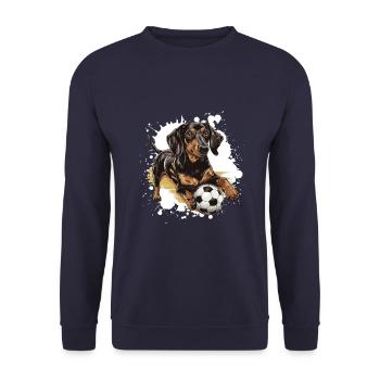 Teckel Chien Teckel Football Sports - Sweat-shirt Unisexe - marine - Devant - Alina (178cm) & Michal (187cm)