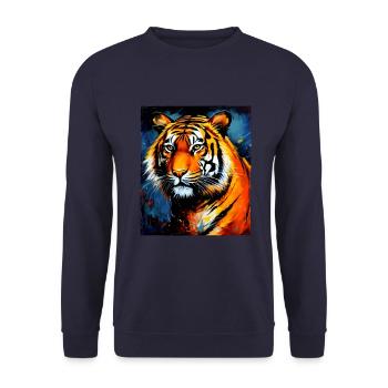Tiger Portrait - Unisex Pullover - Navy - Vorne - Alina (178cm) & Michal (187cm)