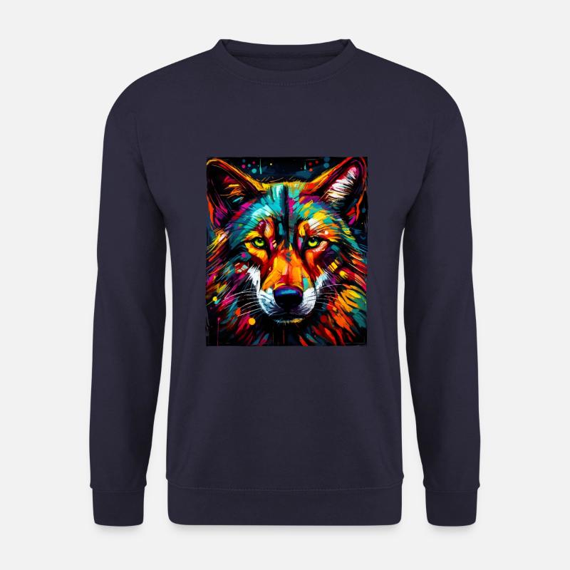 Wolf Portrait - Unisex Pullover - Navy