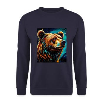 Bear Portrait - Unisex Sweatshirt - navy - Front - Alina (178cm) & Michal (187cm)