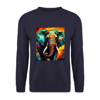 Elefant Portrait - Unisex Pullover - Navy - Vorne - Alina (178cm) & Michal (187cm)