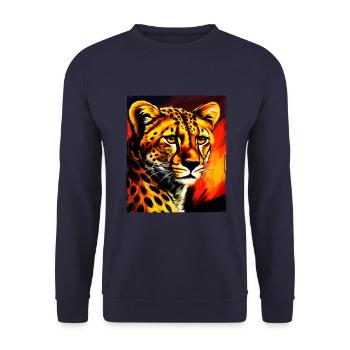 Gepard Portrait - Unisex Pullover - Navy - Vorne - Alina (178cm) & Michal (187cm)