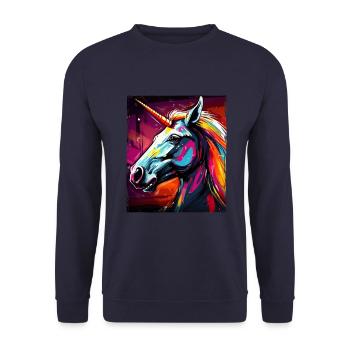 Einhorn Portrait - Unisex Pullover - Navy - Vorne - Alina (178cm) & Michal (187cm)