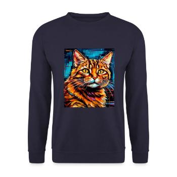 Cat Portrait - Unisex Sweatshirt - navy - Front - Alina (178cm) & Michal (187cm)