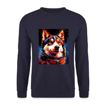 Portrait de chien husky - Sweat-shirt Unisexe - marine - Devant - Alina (178cm) & Michal (187cm)