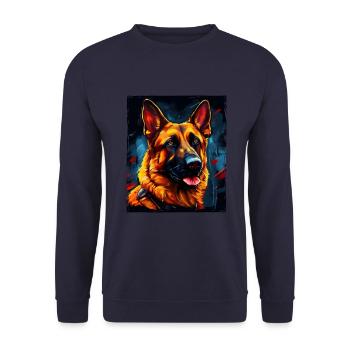 German Shepherd Dog Portrait - Unisex Sweatshirt - navy - Front - Alina (178cm) & Michal (187cm)