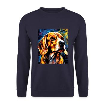Beagle Hund Portrait - Unisex Pullover - Navy - Vorne - Alina (178cm) & Michal (187cm)