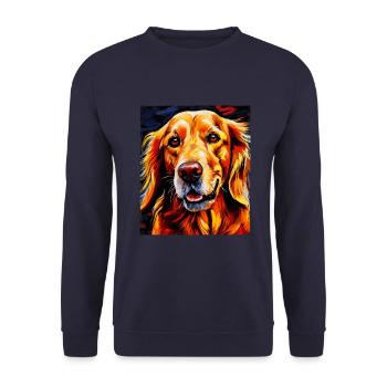 Portrait de chien Golden Retriever - Sweat-shirt Unisexe - marine - Devant - Alina (178cm) & Michal (187cm)