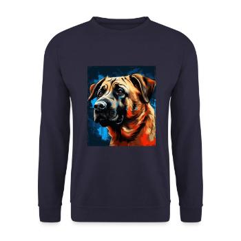 Kangal Hund Portrait - Unisex Pullover - Navy - Vorne - Alina (178cm) & Michal (187cm)