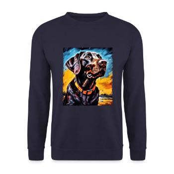 Labrador Hund Portrait - Unisex Pullover - Navy - Vorne - Alina (178cm) & Michal (187cm)