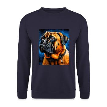Mastiff Hund Portrait - Unisex Pullover - Navy - Vorne - Alina (178cm) & Michal (187cm)
