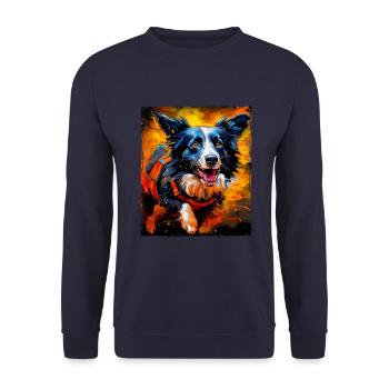 Border Collie Hund Portrait - Unisex Pullover - Navy - Vorne - Alina (178cm) & Michal (187cm)