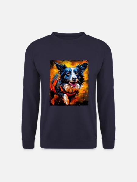 Border Collie Hund Portrait - Unisex Pullover - Navy
