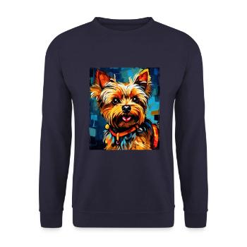 Yorkshire Terrier Hund Portrait - Unisex Pullover - Navy - Vorne - Alina (178cm) & Michal (187cm)