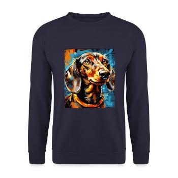 Dachshund Dog Portrait Dachshund - Unisex Sweatshirt - navy - Front - Alina (178cm) & Michal (187cm)