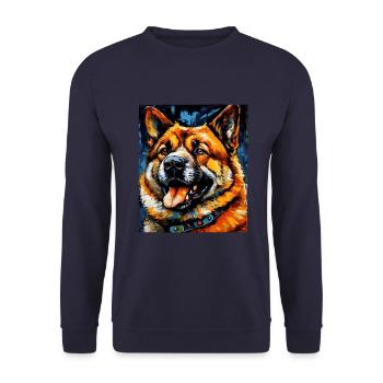 Akita Hund Portrait - Unisex Pullover - Navy - Vorne - Alina (178cm) & Michal (187cm)