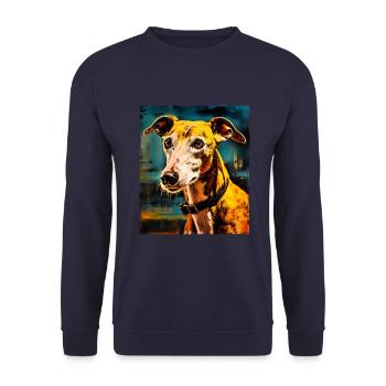 Greyhound Dog Portrait - Unisex Sweatshirt - navy - Front - Alina (178cm) & Michal (187cm)