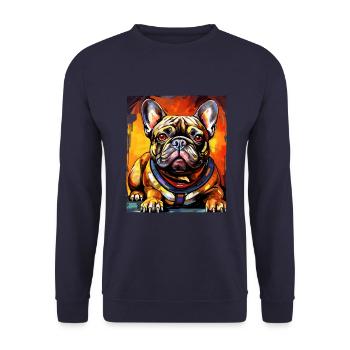 French Bulldog Dog Portrait - Unisex Sweatshirt - navy - Front - Alina (178cm) & Michal (187cm)