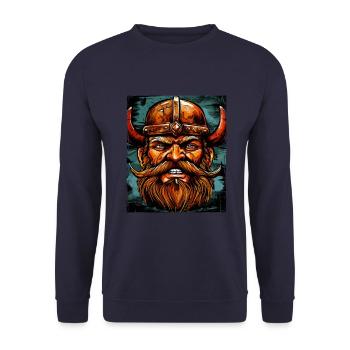 Wikinger Krieger Valhalla Odin - Unisex Pullover - Navy - Vorne - Alina (178cm) & Michal (187cm)