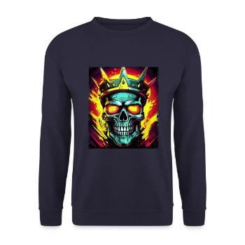 Skull King Crown - Unisex Sweatshirt - navy - Front - Alina (178cm) & Michal (187cm)
