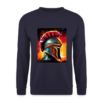 Spartan Warrior Sparta Helmet - Unisex Sweatshirt - navy - Front - Alina (178cm) & Michal (187cm)