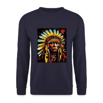 Apache Indian Chief - Unisex Sweatshirt - navy - Front - Alina (178cm) & Michal (187cm)