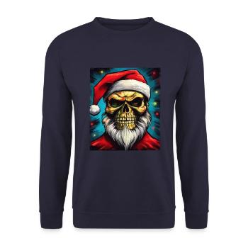 Santa Claus Skull - Unisex Sweatshirt - navy - Front - Alina (178cm) & Michal (187cm)