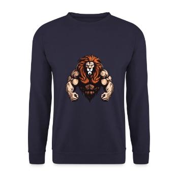 Löwe Gym Muskeln Martial Arts MMA - Unisex Pullover - Navy - Vorne - Alina (178cm) & Michal (187cm)