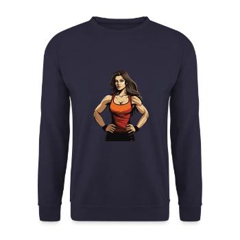 Femme Muscles Fille Fitness - Sweat-shirt Unisexe - marine - Devant - Alina (178cm) & Michal (187cm)