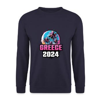 Greece 2024 Palm Trees - Unisex Sweatshirt - navy - Front - Alina (178cm) & Michal (187cm)