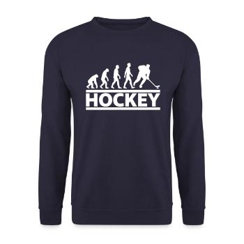 Evolution Hockey Player Cooles Geschenk - Unisex Pullover - Navy - Vorne - Alina (178cm) & Michal (187cm)